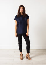 Tucked Sleeve Blouse in Navy
