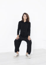 Knit Hooded Jumpsuit in Black
