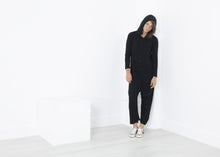 Knit Hooded Jumpsuit in Black
