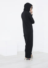 Knit Hooded Jumpsuit in Black
