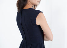 Pleated Rita Dress in Dark Navy
