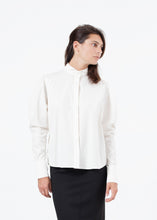 Trim Collar Poplin Blouse in Off White
