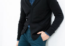 Hidden Placket Cardigan in Black
