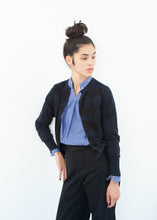 Quilt Pattern Cardigan in Black/Navy
