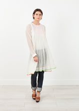 Pink Bib Dress in White
