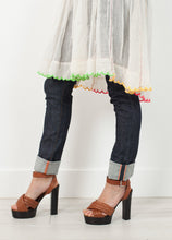 Pink Bib Dress in White
