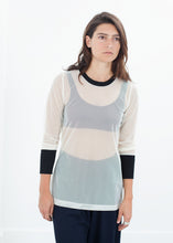 Cuffed Mesh Tee in Cream/Black
