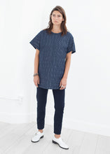 Quilted Mesh Mini Dress in Navy
