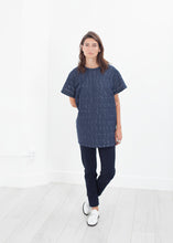 Quilted Mesh Mini Dress in Navy
