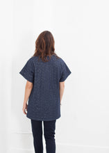 Quilted Mesh Mini Dress in Navy
