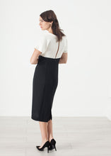 Pearl Fastened Dress in Cream/Black
