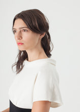 Pearl Fastened Dress in Cream/Black
