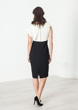 Asymmetric Dress in Cream/Black
