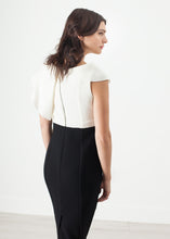 Asymmetric Dress in Cream/Black
