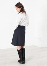 Pleated Wool Skirt in Navy
