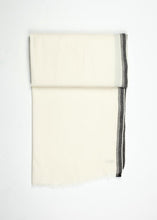 Edged Wool Scarf in Off White
