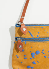 Ink Splatter Shoulder Bag in Mustard/Blue
