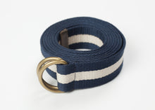 Striped Web Belt in Navy/White
